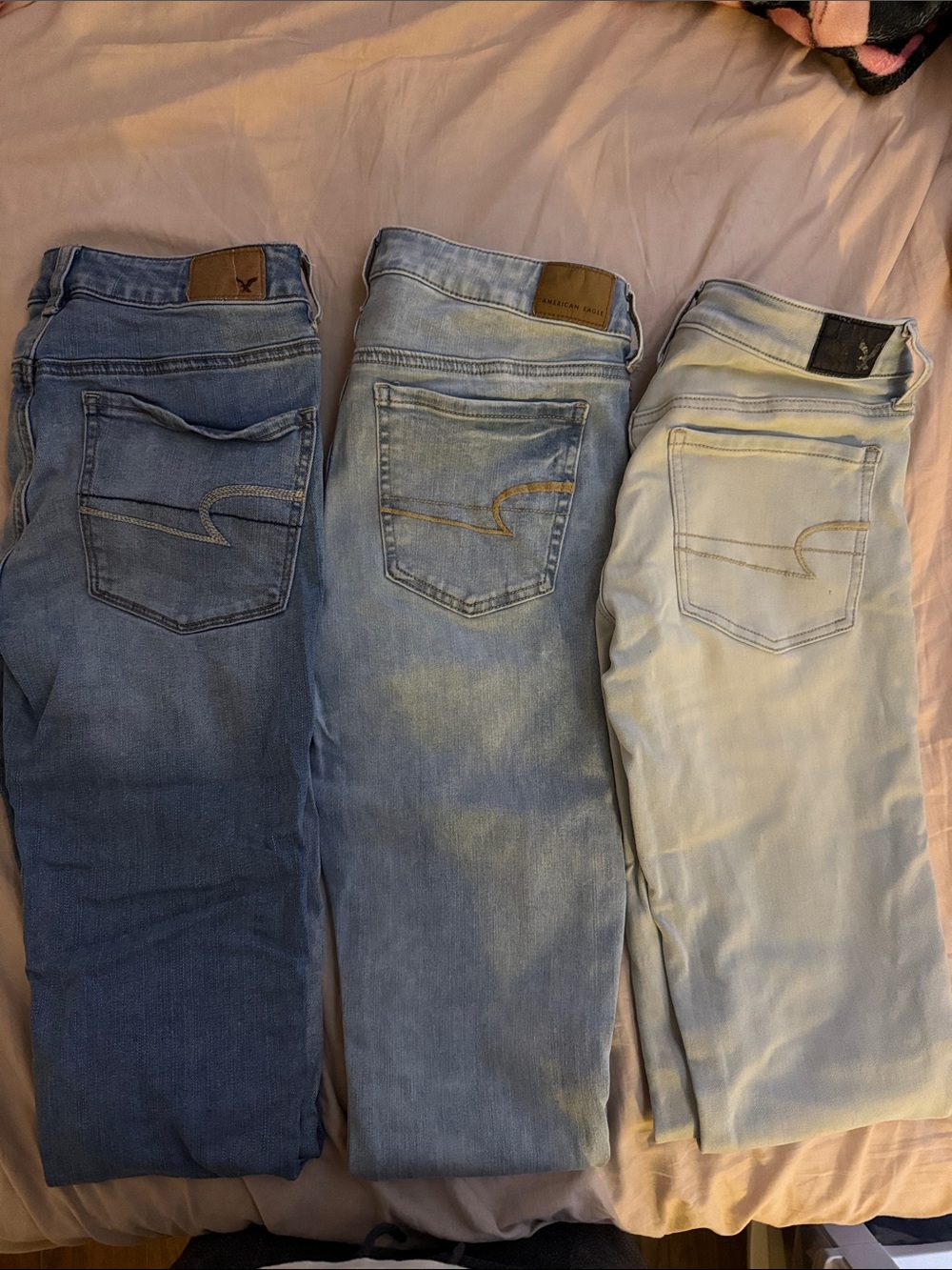 American Eagle Outfitters Skinny Jeans Trio - Dark Blue, Medium Blue, Light Blue